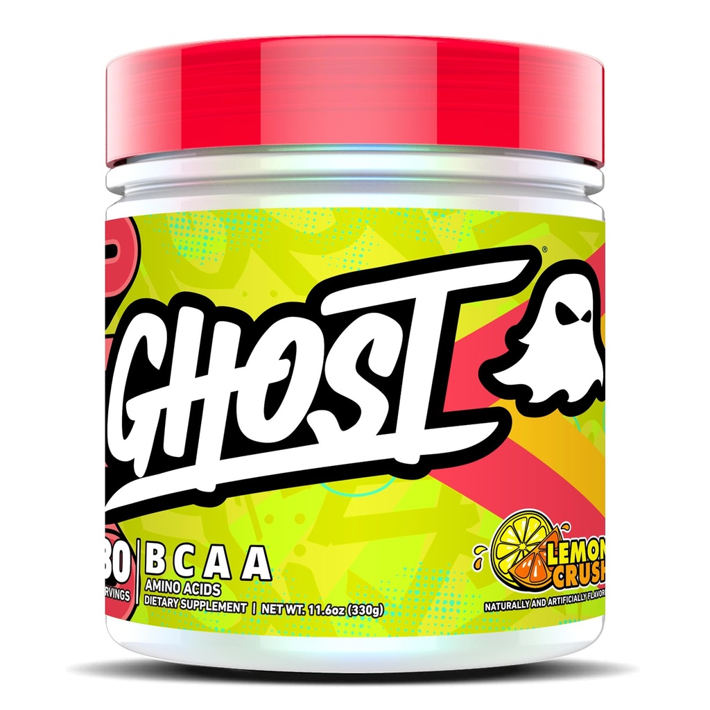 GHOST BCAA pulbere Aminoacidi Suplimentul, Lemon Crush - 30 Serviri - Sugar-Free Intra, Post & Pre Antrenament Amino pulbere și băutură de recuperare, 7G BCAA