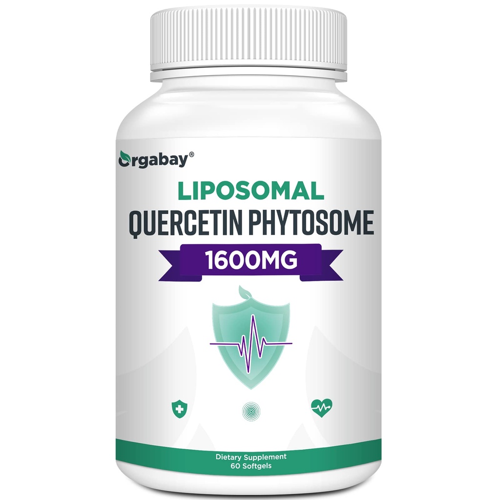 Orgabay Liposomal Querbetin Phytosome 1600 mg, Bromelain 200mg,Zinc 30mg,Vitamina C Turmeric 40 mg,Cel mai mare absorbţie, Complex Quercetin, 60 Softgels