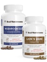 Ciuperci reale Vitamina D2, Zinc, Chaga, Reishi (120ct) și Lion's Mane (300ct) Bundle - Imunitate și suport cognitiv, Zinc Chelated pentru o mai bună absorbție - Vegan, gluten gratuit, non-GMO