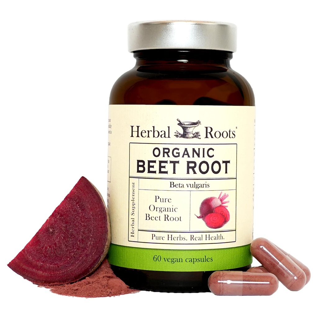 Rădăcini de plante capsule cu pulbere organică de sfeclă - 1500 mg per servire - Certificat USDA Organic - Non-GMO - 60 Count capsule Vegan