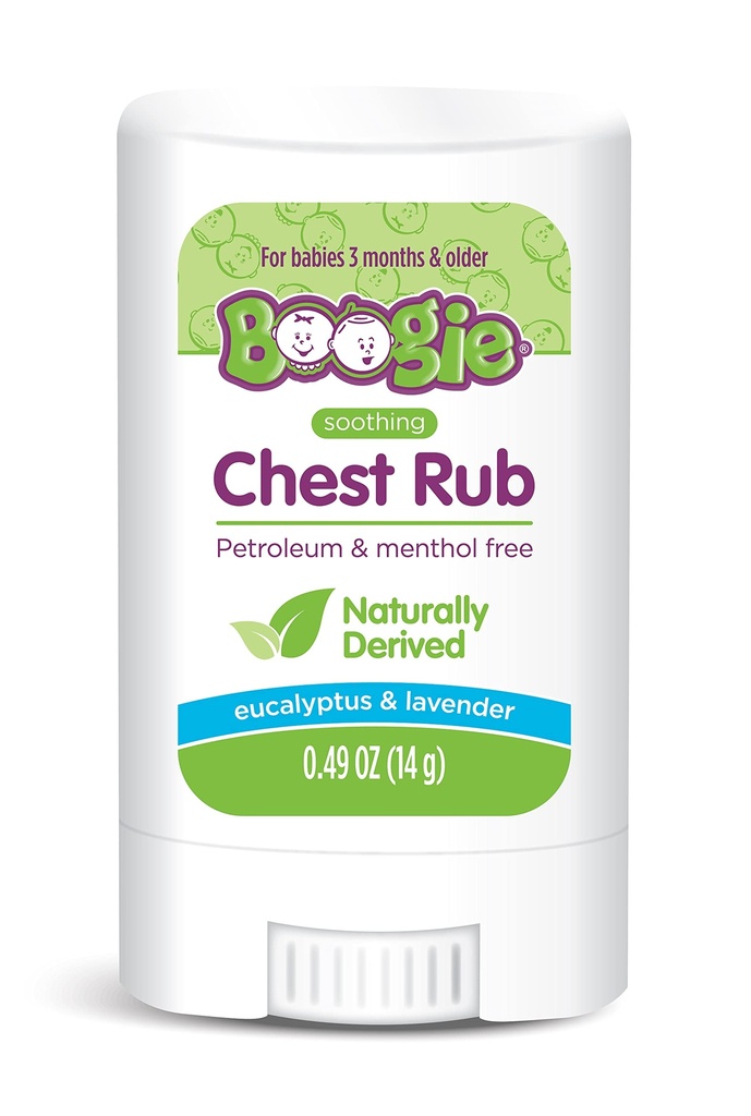 Boogie Chest Rub Stick pentru Soothing Relief, Petroleum-Free, USDA Organic, Natural Derived, Soothing Eucalyptus și Lavender, 0.49 oz (Pachetul de 1)