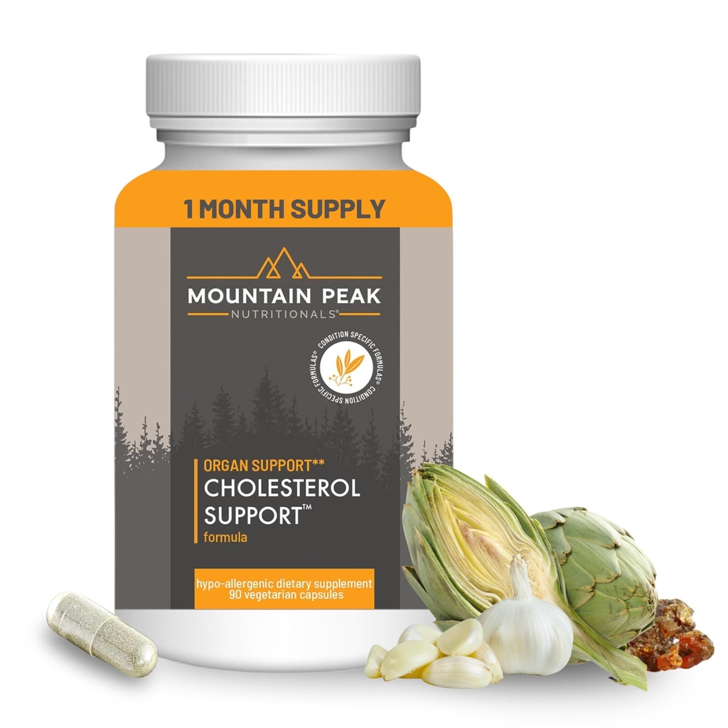 Mountain Peak Nutritionals Colesterol Supplement - cu extract de artichoke, CoQ10, & Red Yeast Rice - Flora pe bază de plante sprijină Heart Health & Healthy Folide Levels (90 capsule vegetariene)