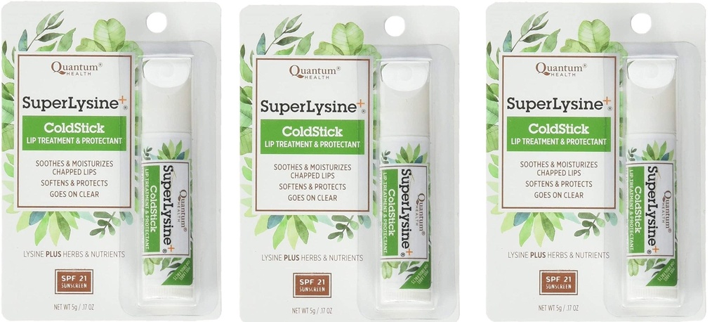 Super Lysine Plus+ ColdStick, SPF 21, Regular 0.18 oz (Pachet de 3) de Quantum Research