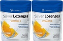Silver Lozenges cu vitamina C - Premium Nano Silver 60 PPM Argint coloidal, Miere organică și vitamina C Suplimentul mineral picături pentru a sprijini sistemul imunitar, Soothe Tuse și gât - pachet de 2