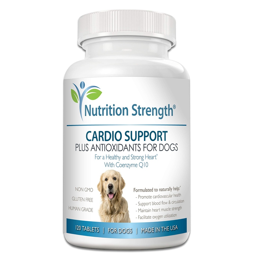 Cardio Suport pentru câini Plus Antioxidant, L-Carnitina, L-Taurină, cu Coenzima Q10 și vitamina E, promovează o inimă de câine sănătoasă și puternică, 120 comprimate masticabile