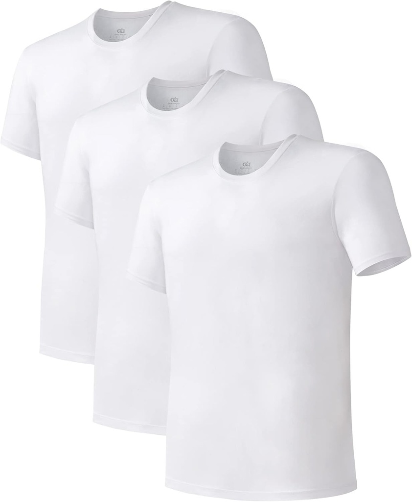 DAVID ARCHY Men Undershirt Bambus Raion Umezeală-Wicking Crewneck T-Shirts Tees pentru bărbați, 3 sau 5 Pack
