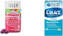 OLLY Ultra Putere Multivitamine Prenatale Softgels cu suport pentru dezvoltarea creierului + Colace Clear Stool Softener Capsule, 28 Conte
