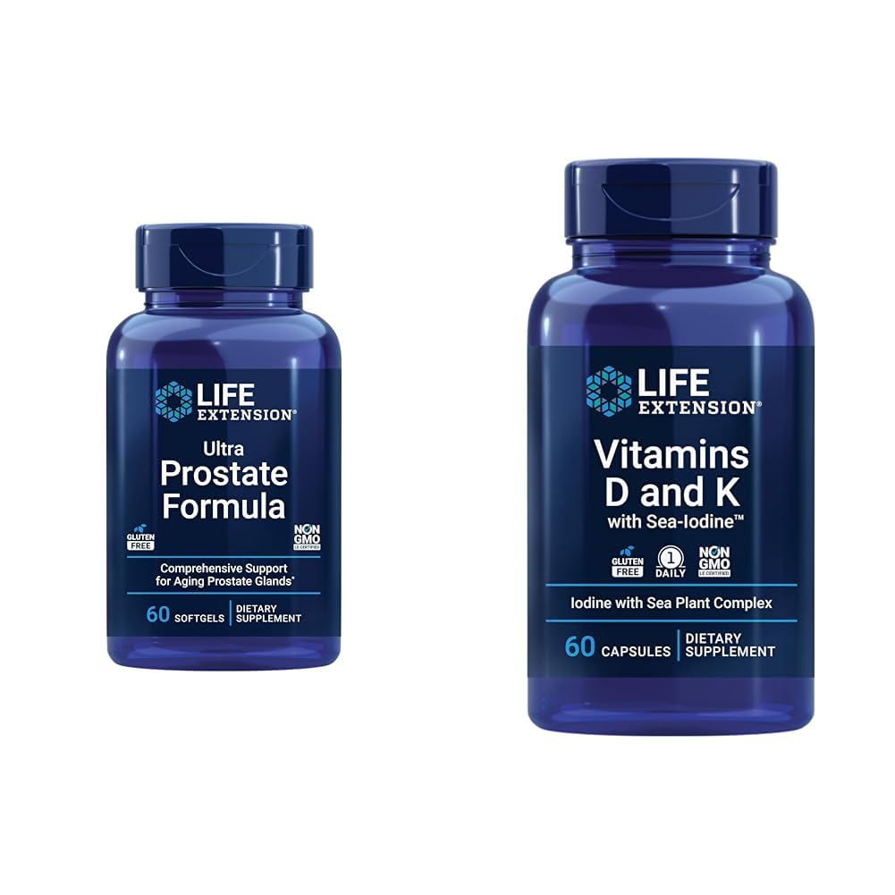 Extensie de viață Ultra Prostat Formula, Saw Palmetto pentru bărbați, pygeum, intepaturi Nettle & Vitaminele D și K cu mare-iod, vitamina D3, vitamina K1 și K2, iod
