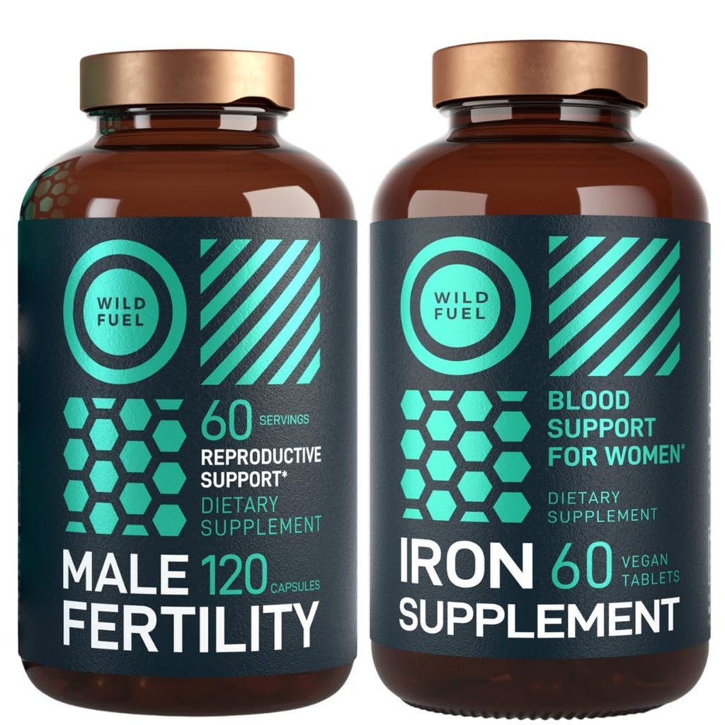 Suplimentul de fertilitate masculină pentru motor Wild şi pastilele de fier cu acid folic Fertilitate şi Bundle prenatal