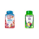 Vitafusion Fiber Well Sugar Free Fiber Supplement & Vitamina D3 Gummy Vitamine pentru suport Bone and Immune System, Peach, Blackberry si Strawberry Flavored, 50 mcg Vitamina D, 75 zile de aprovizionare, 150 Conte