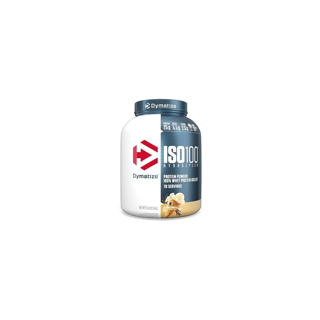 Dymatize ISO 100 Whey Pulbere de proteine cu 25g de hidrolyzed 100% Whey Izolat, Vanilla 5 Lire, Pachetul poate varia