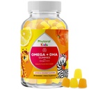 Copii Omega și Gume DHA - acizi grasi Omega 3 6 9 cu vitamina C pentru viziune - DHA nutrițional pentru copii pentru sistem nervos sănătos și de sprijin focal - Fish Free - 60 Conte