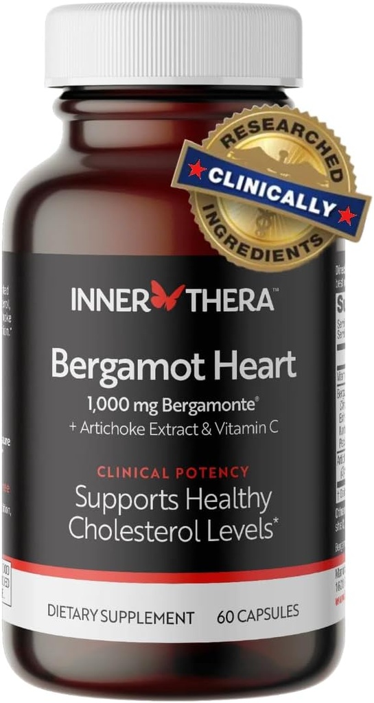 Bergamot Heart -1000 mg Citrus Bergamot - Extra Putere Polifenoli - Cardiolog Developed & Clinic Provence - Bergamot Supplement for High Cholesterol & Heart Health