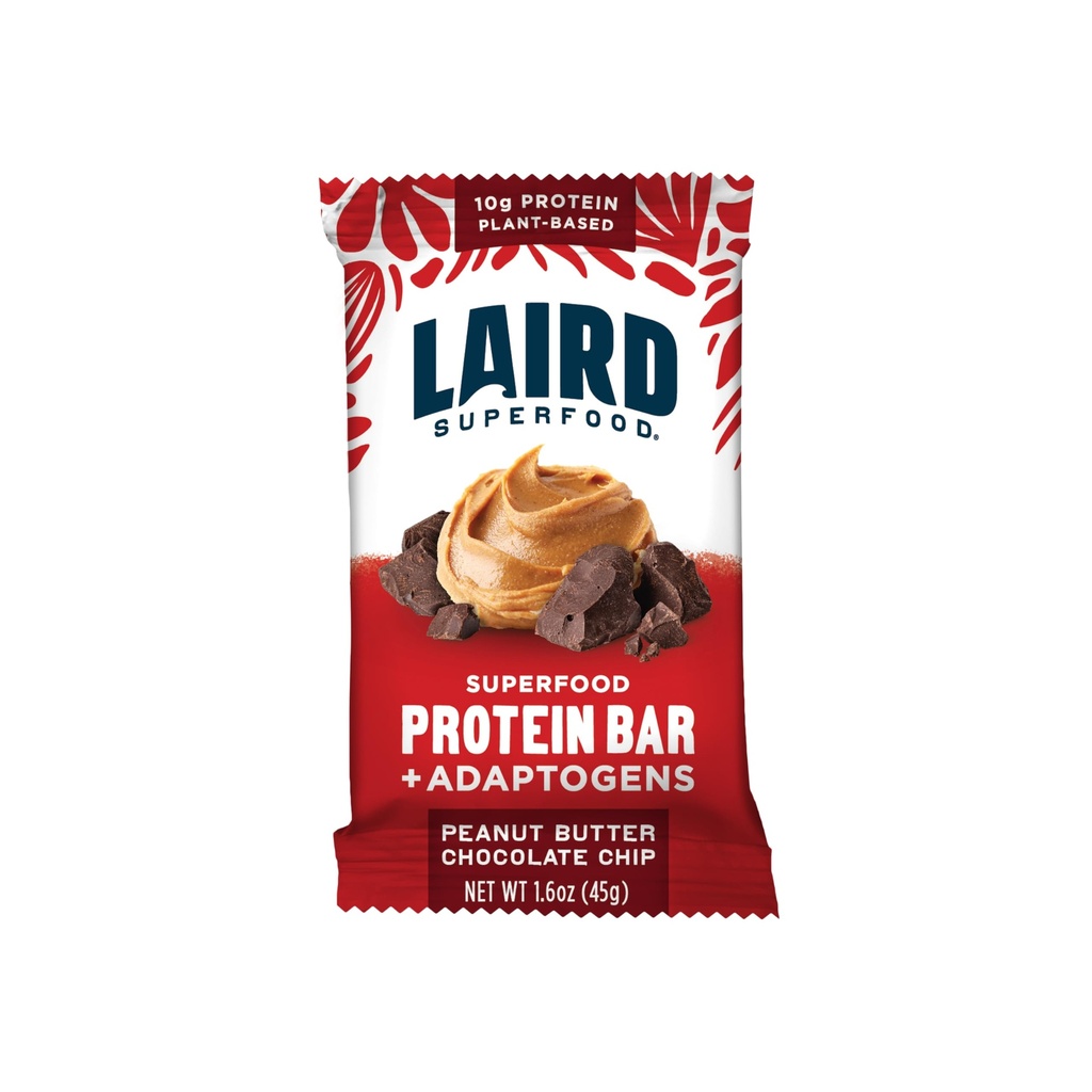 Laird Superfood Proteina Functionala Barul de Psihologie Dar mai bine cu ingrediente reale, Ciuperci functionale 10g Proteina pe bază de plante, 6g Fibră - Non-GMO - Unt de arahide Ciocolata Chip, 10 Conte (Pachet de 1)