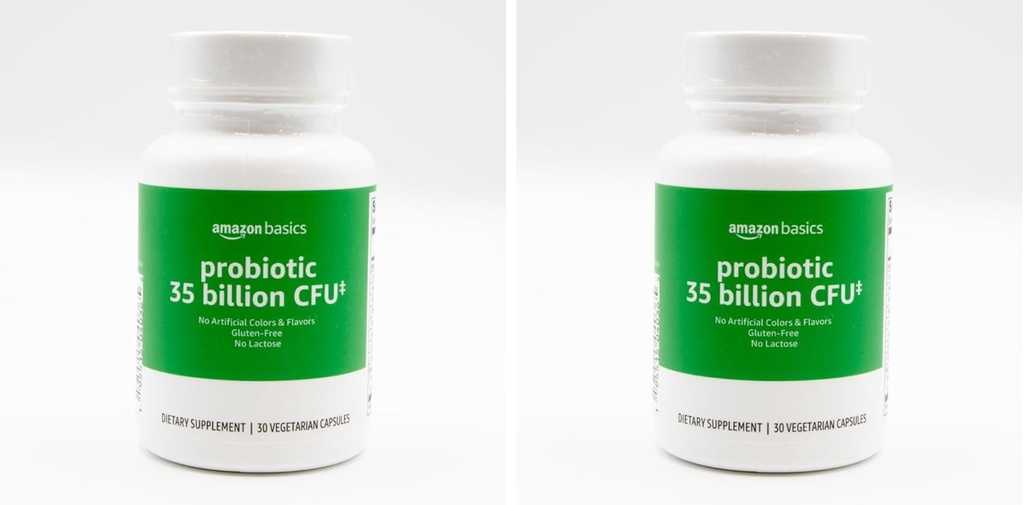 Basics Probiotic 35 Miliarde CFU, 8 Probiotic Strains cu prebiotic Blend, Suportă Digestion sănătos, 30 Capsule vegetariene, 1 lună de aprovizionare 30 Conte (Pachetul de 2) (precedent Solimo)