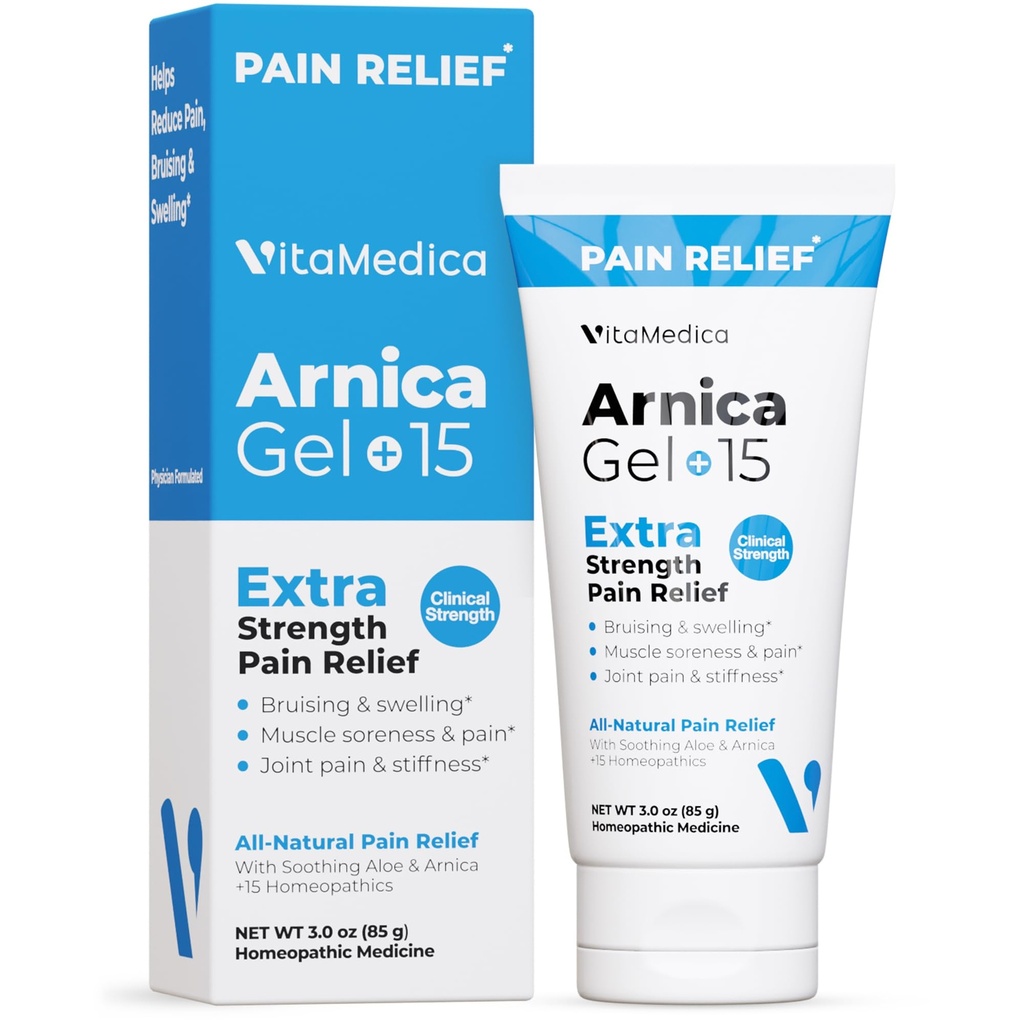 VitaMedica Arnica Gel Plus 15 Compuşi de plante vindecătoare, Formulare extra-rezistenţă pentru vânătăi, inflamaţie, durere articulară, dureri musculare şi Stiffness, All-Natural, Plant-Based Pain Relief