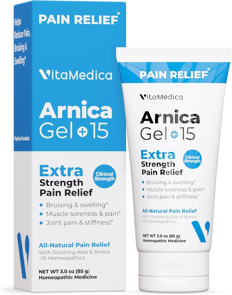 VitaMedica Arnica Gel Plus 15 Healing Plant Compounds, Extra Strength Formulation for Bruising, Swelling, Joint Pain, Muscle Soreness & Stiffness, All-Natural, Plant-Based Pain Relief