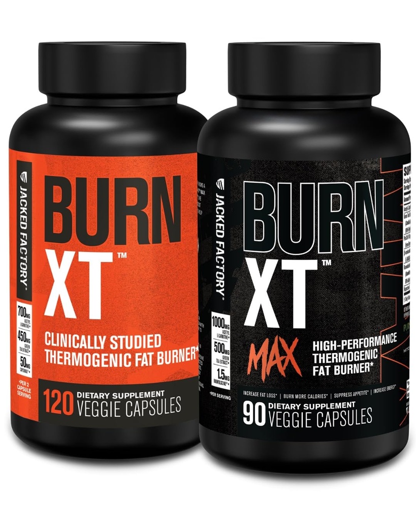 Fabrica Jacked Burn-XT Studiat clinic Burner grăsime și pierdere în greutate Supliment (120 capsule) & Burn XT Max de înaltă performanță Fat Burner & Appetite Suppresant (90 capsule)