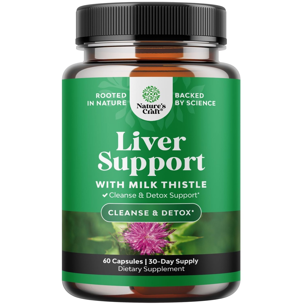 Milk Thistle supliment de suport pentru ficat - Herbal Ficat Supliment cu Silymarin Lapte Thistle Extract Dandelion Root Extract de Artichoke Choline Bitartrate Berberine și Kisselvin Root pentru Cleanse 60 Conte