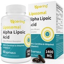 Acid lipozomal Alpha Lipoic 1400mg Softgels, Supliment ALA cu L-Carnitină 1000mg, Ubichinol (CoQ10) 100mg și vitamina E 10mg, Acid alfa-lipoic pentru antioxidanți, nerv, energie 60 Softgels