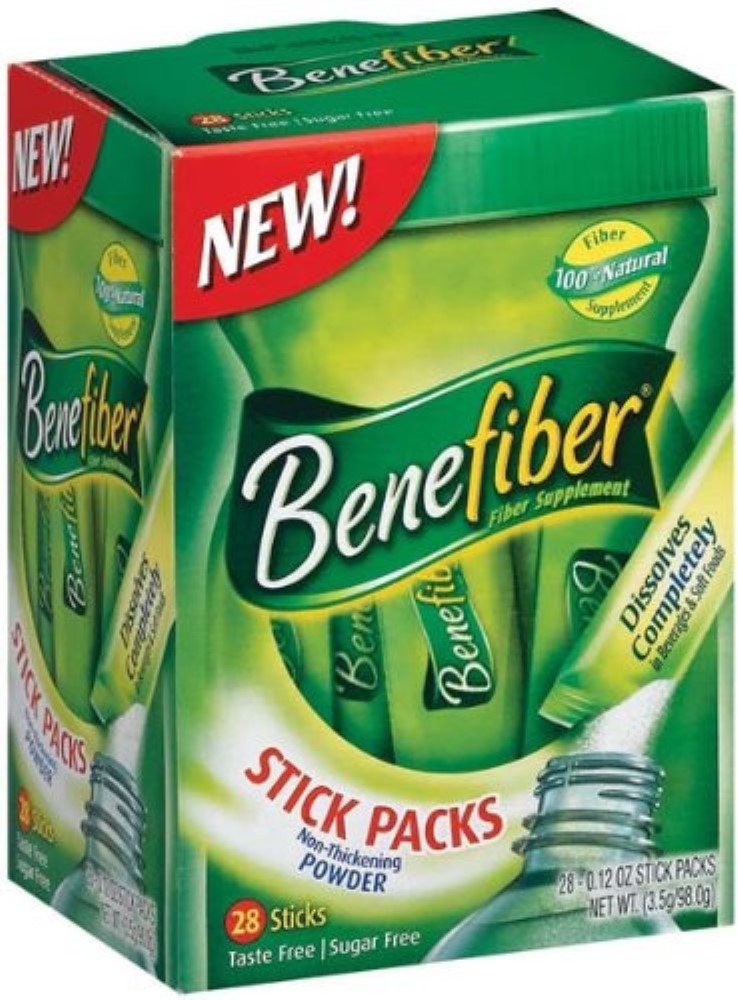 Benefiber Fiber-Zahăr-Free On The Go Stick Packs, Unflavored, 28 ea (Pachet de 3)