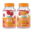 Vitamina B12 de viață + Calciu cu vitamina D, Gummie Bundle - mare Tasting, Supliment de vitamine, gluten gratuit, OMG-uri gratuit, masticabil
