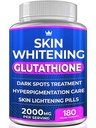 Glutatione pastile de albire - 180 capsule 2000mg Glutationa - supliment eficient de iluminat al pielii - pete întunecate, melasma & acnee Remover Scar Remover, tratament hiperpigmentare - Antioxidant anti- imbatranire