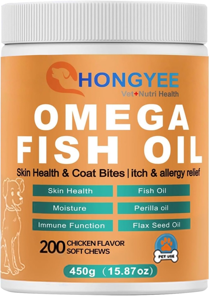 Piele & Coat Care Omega 3 Chews moale pentru animale de companie -Pish ulei pentru câini sănătos Piele 