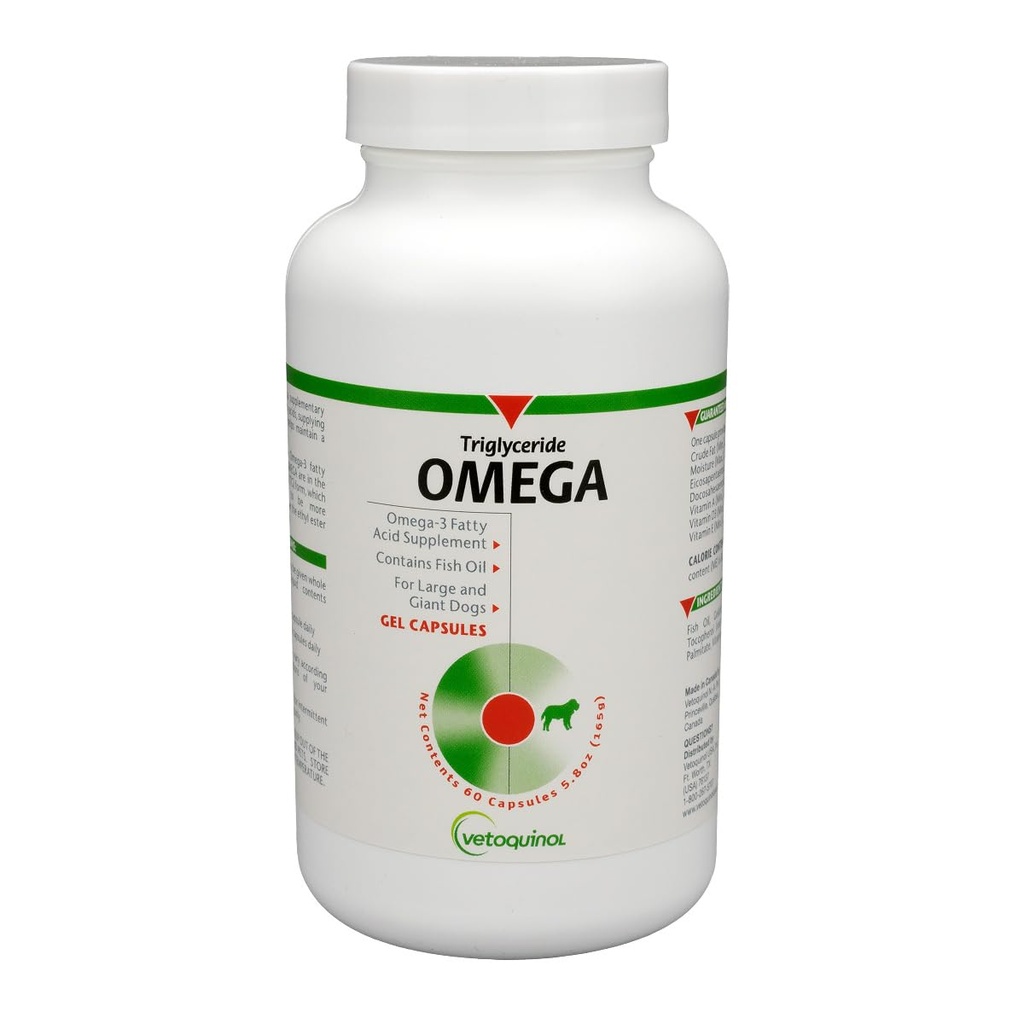 Vetochinol Trigliceride Omega 3 Supliment pentru câini de talie mare, Dog Peşte Suplimentul de ulei cu EPA şi DHA, Promovează Piele, Haină, Joint, şi Immune Health, Omega 3 ulei de peşte pentru câini 60lbs sau mai mult, 60ct