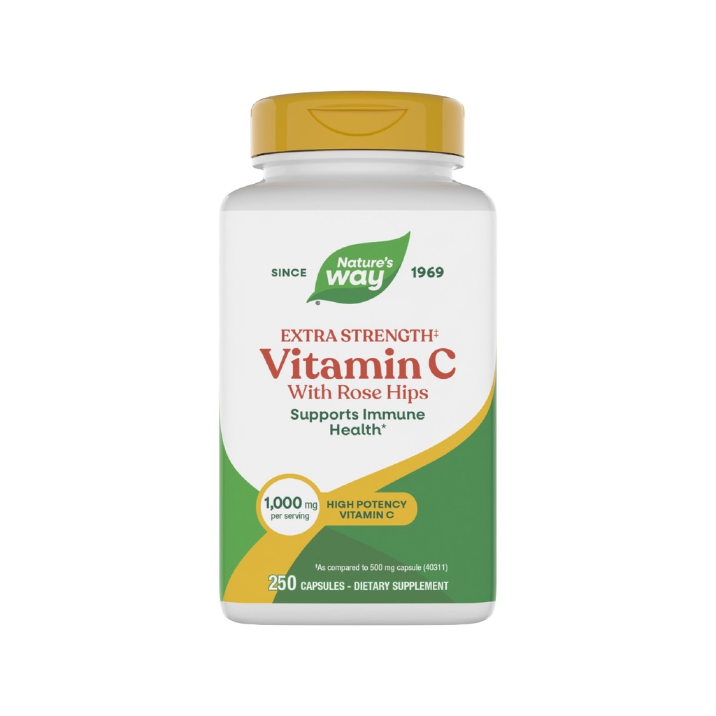 Natura's Way Extra Force (1) Vitamina C cu Rose HIPS, sprijină Immune Health*, Colagen Production*, High Potentity Vitamina C, 250 capsule (Packaging May Vary)