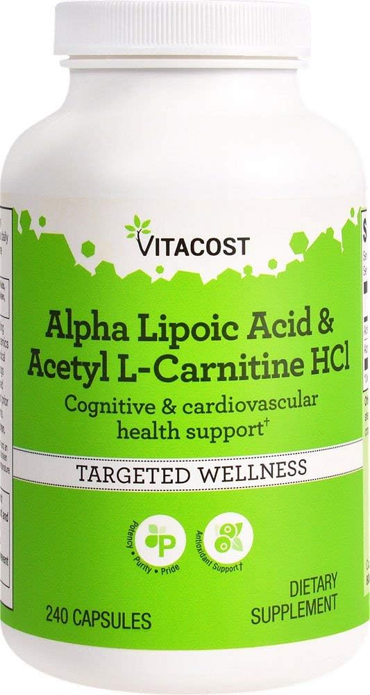 Vitacost Alpha Acid lipoic & Acetil L-Carnitina HCl -- 1600 mg per portie - 240 Capsule de Vitacost Brand