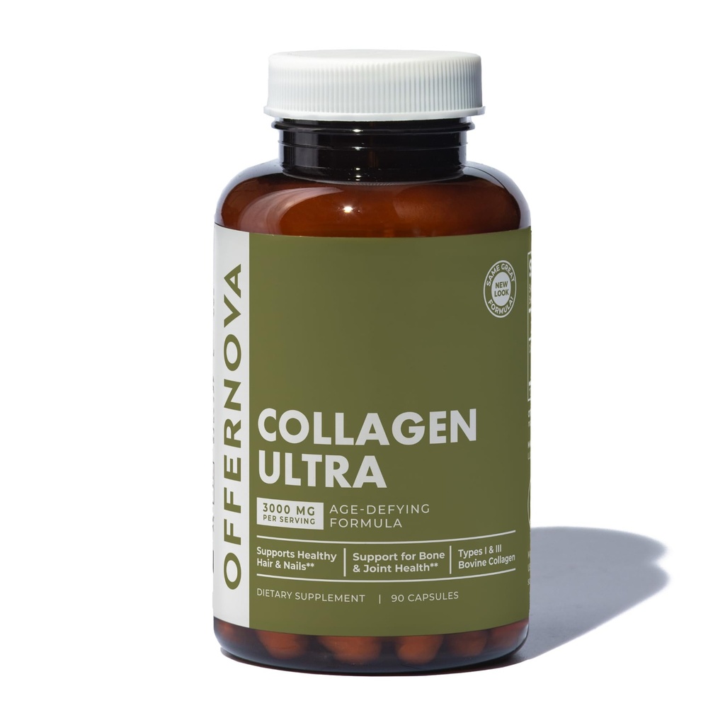 Ofertanova Colagen Ultra Hidrolyzed Colagen Suplimente - 3000 mg Anti Aging bovine Colagen Peptides pentru articulatii sanatoase, oase, par si piele. Pastila de Colageno Hidrolizado, 90 capsule