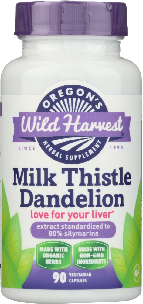 Oregon Wild Harvest Milk Thistle Dandelion - Extract Standardizat la 80% Silymarins (90 capsule)