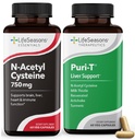 LifeSeasons Puri-T cu N-Acetyl Cysteine Boost - Suportă Detoxifiere Ficat & Lung - 120 Capsule
