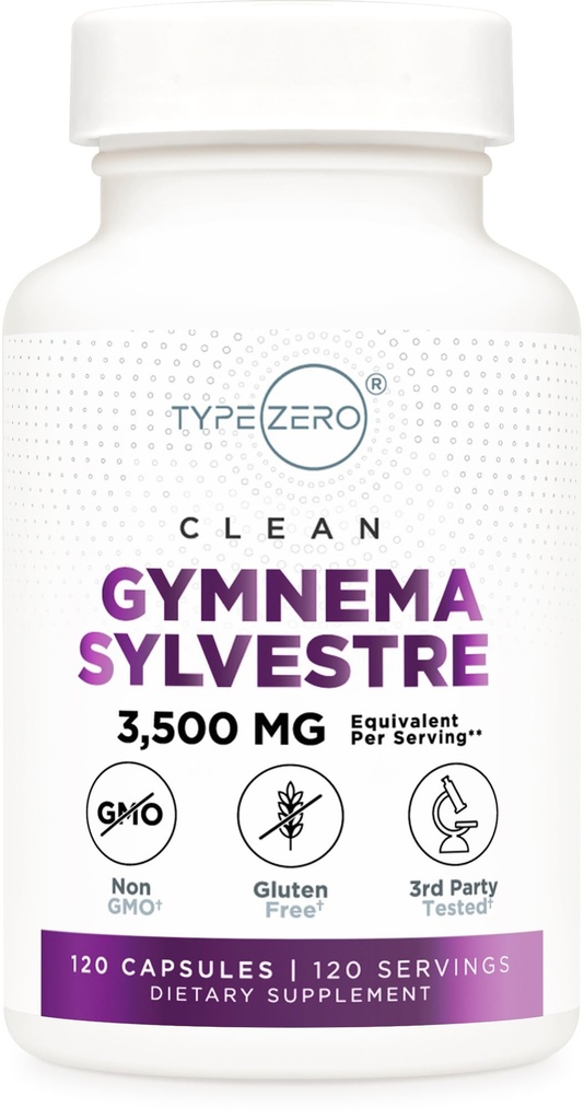 Tipul Zero Capsule de Gymnema Sylvestre Clean (120 Servings, 3500 MG echivalent per Serving) - non-GMO, Gluten Free