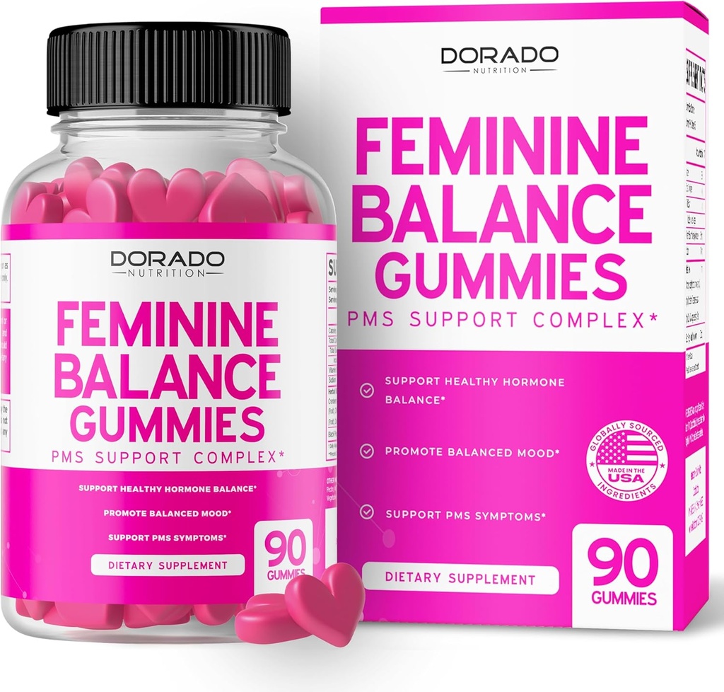 Echilibrul feminin pentru femei Gumies & PMS Gummies (90 Count) - Echilibru natural feminin pentru femei - Cramps, Bloating, Mood Swings, Hot Flashes - Formulat cu afine, Dong Quai & Chasteberry
