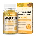 Totaria Vitamina B2 Gummies, Sugar Free Riboflavin 400 mg Supliment pentru adulți și copii cu glicinat de magneziu 400mg, COQ10 & Elderberry, Skin & Nnervy System Support, Non-GMO, 60 Gummies