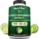 Nutrivein Premium Citrus Bergamot Supliment 1400mg 25:1 Extract Bergamia - 60 zile de aprovizionare (120 capsule): Puternic italian Citrus Bergamot 1400 mg + Concentrare ridicată - inima și sistemul circulator