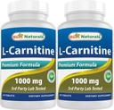 Cele mai bune Naturale L-Carnitina 1000mg 60 comprimate (60 Count (Pachet de 2))