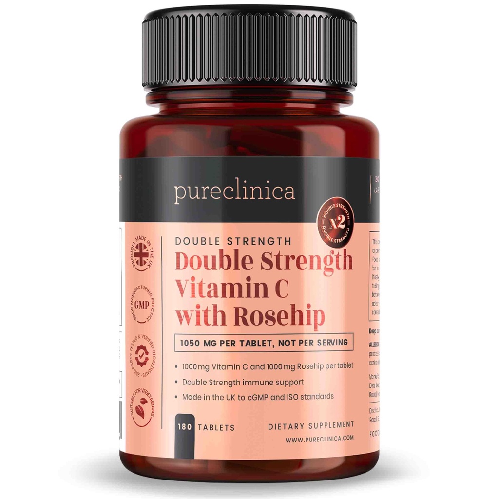 purclinica Vitamina C cu Rosehip 2000mg (1000 mg VIT C & 1000 mg extract Rosehip) x 180 comprimate - 6 luni aprovizionare!
