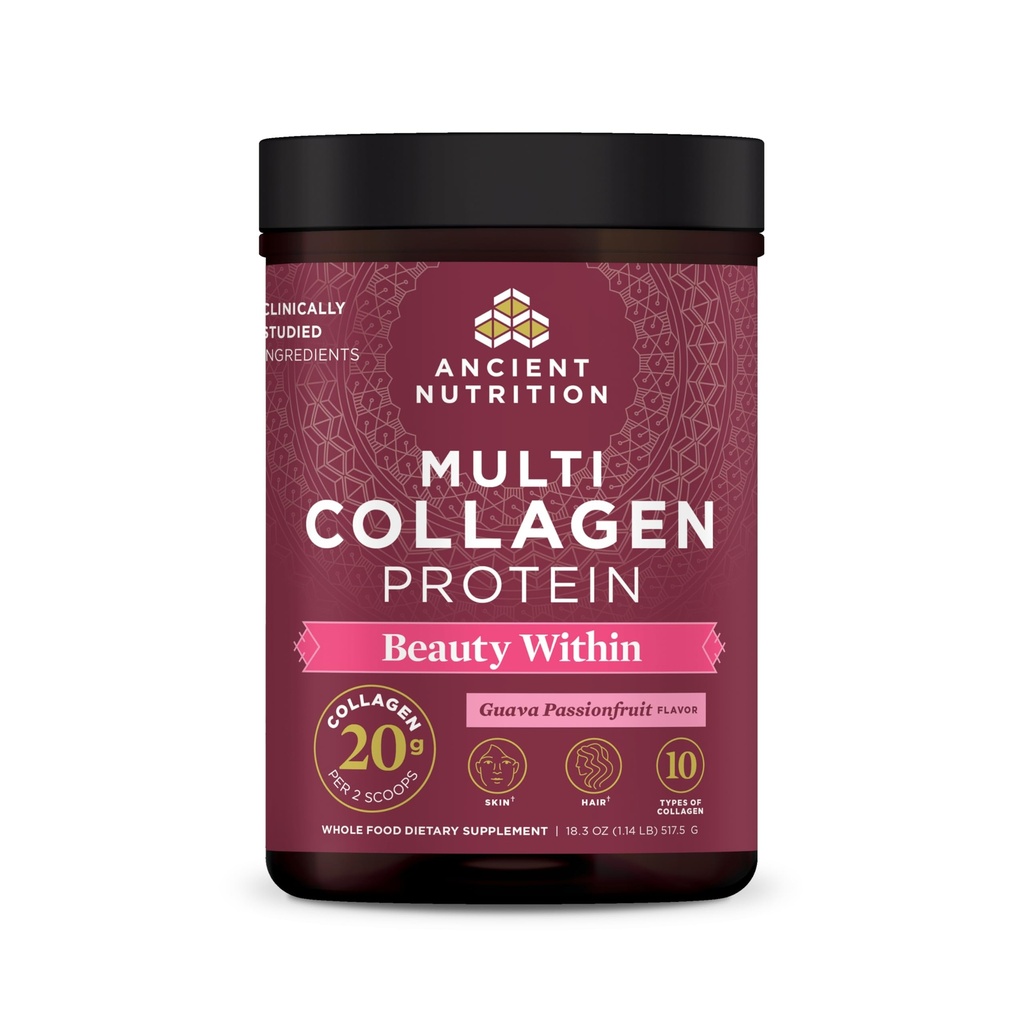 Nutriţie antică Colagen pulbere Proteină, Multi Colagen Proteine Frumuseţe în interiorul, Guava Passion fructe, cu vitamina C, Hidrolizate Colagen Peptide susţine sănătos piele şi unghii, 18.3 oz