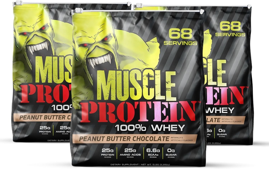 COLOSSAL LABS Muscle Whey Proteina arovă Pulbere de proteine, 25,000 mg Aminoacidi/Serving, Rece Filtrat (Packing May Vary) (15 Lire (Pachet de 3), Unt de arahide)