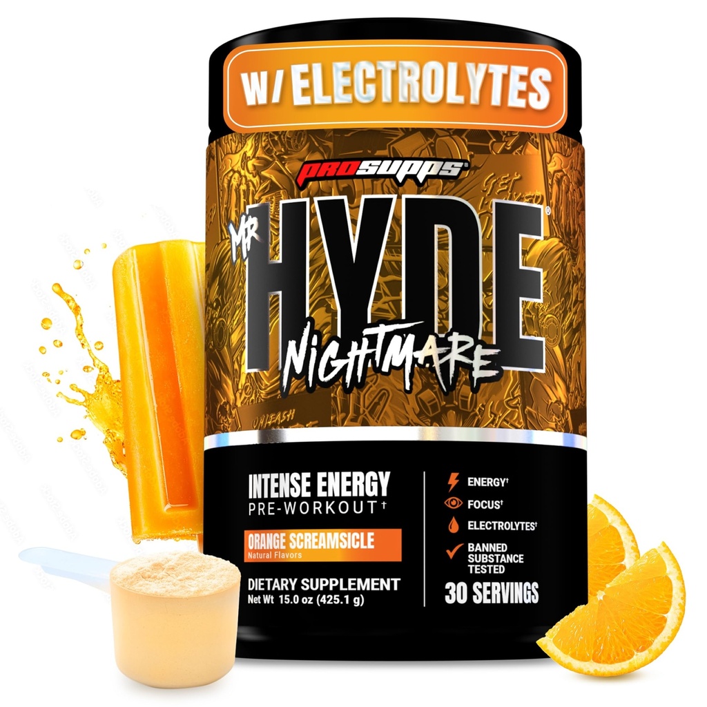 PROSUPPS Dl Hyde Nightmare Pre Workout Pulbere cu Caffeine & Beta Alanine - Preworkout pentru Energie Intensă, Concentrare Mintala & Performanță - Suplimente Gym & Fitness (Orange Creamsicle, 30 Servings)