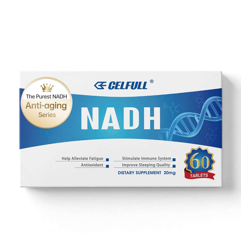 CELFULL NADH Supliment 40mg Enchance NMN Alternative NAD+ Suplimentul pentru Suport Imun Anti-Aging Stingerea creierului & Suplimente cronice de oboseală