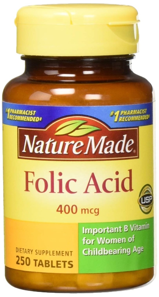 Nature Made Acid folic (400 mcg) Tablete, 250 Conte, Pachet de 2