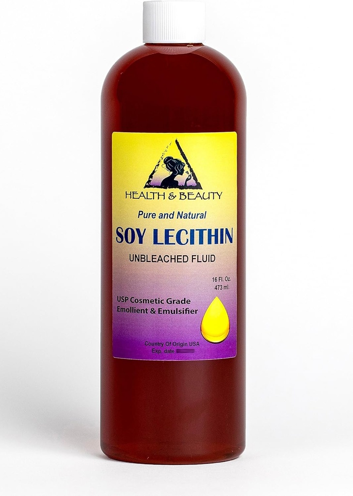 Lecitină Soia Unbleached lichid emulsifier Emolient Stabilizator Pure 16 oz