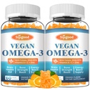 2 Pack Omega-3 Gummies Pottent Algae Omega Source, Boost Brain, Eye & Immune Function, with DHA and EPA Vegan & Sugar Free, Orange Flavor, 120 Count
