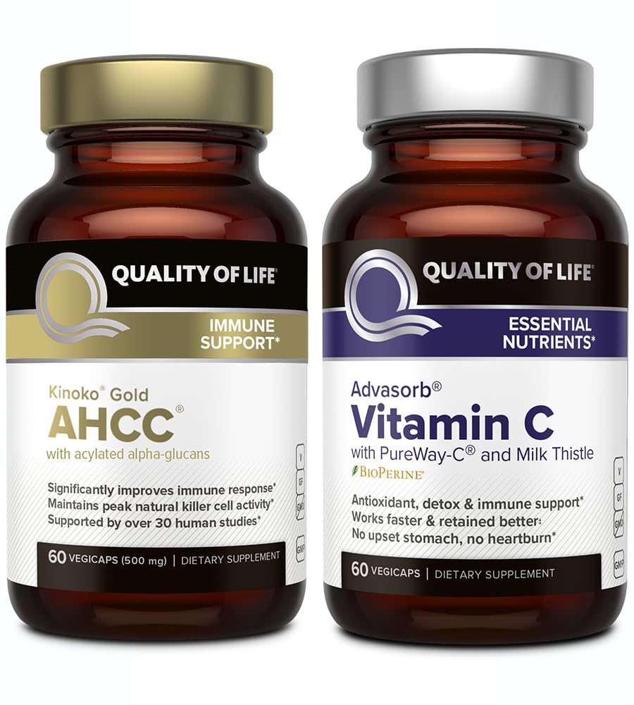 Calitatea vieții AHCC Kinoko aur și Advasorb Vitamina C - Suport imun Bundle