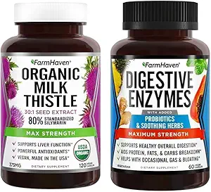 FarmHaven Enzime digestive cu 18 Probiotice si Herbs Capsule de muls lapte