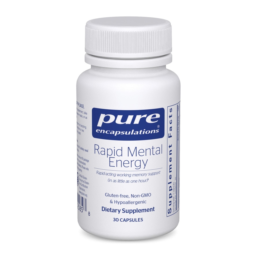 Encapsulations Rapid Mental Energy - Vegan Memory Supplement to Support Brain Health - Ginkgo Biloba Extract, Alpinia Galanga & American Ginseng Extract - Non-GMO & Gluten-Free - 30 Capsule